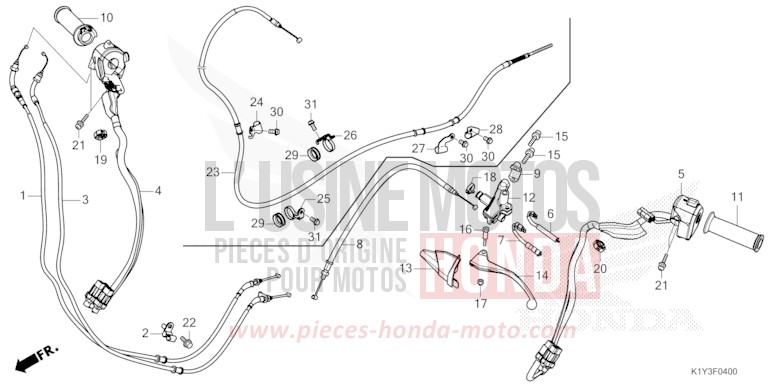 HANDLE LEVER/SWITCH/CABLE for PCX 125 CANDY LUSTER RED (R368) from 2021
